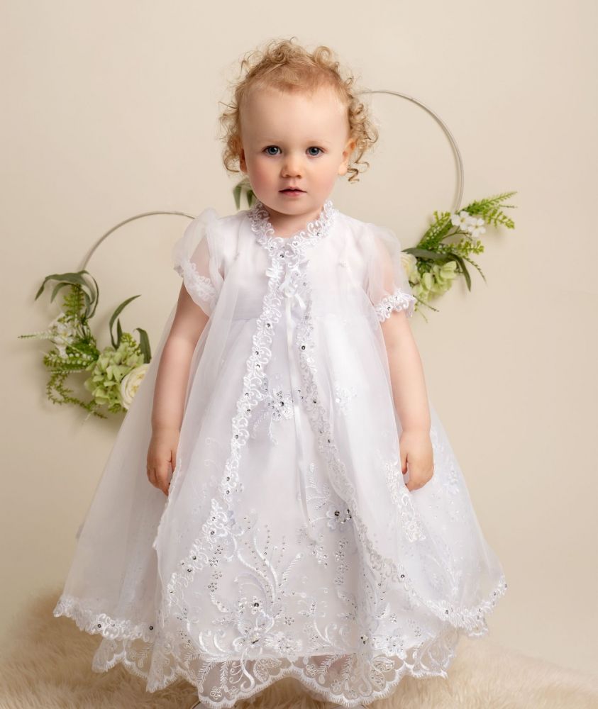 Organza store christening gown