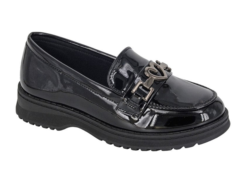 Girls black slip on shoes