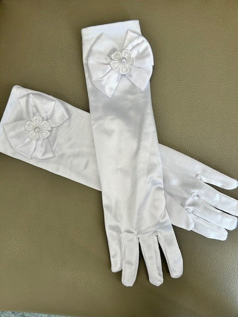 White satin gloves